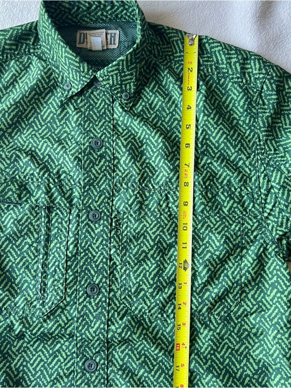 Duluth Trading Men's S Vented Outdoor Shirt Green Print Short Sleeve Button Down - Picture 11 of 13